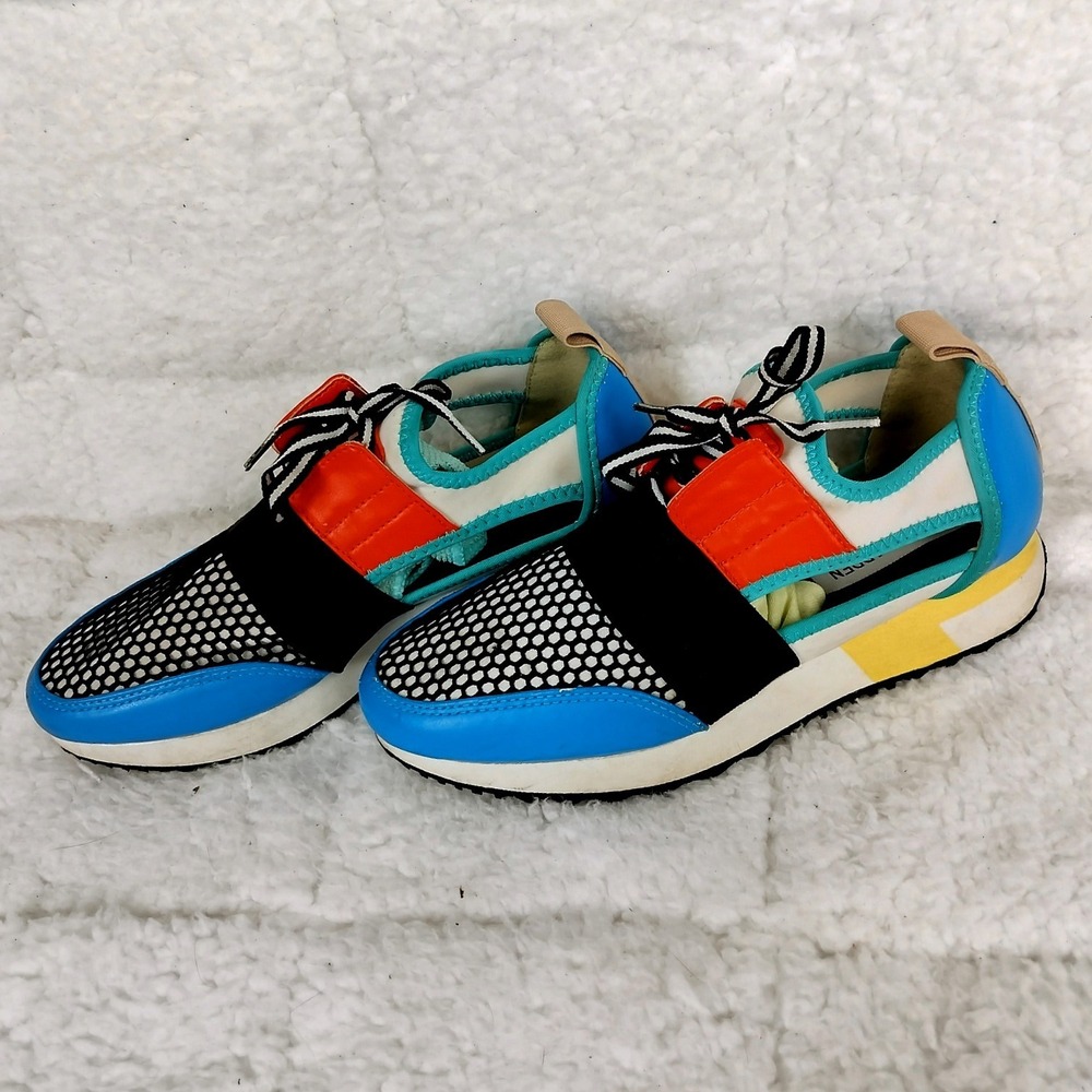 Steve Madden Arctic Colorblock Mesh Sneakers Blue Orange Yellow 6.5M